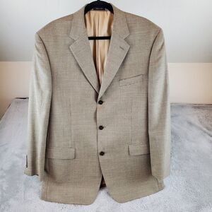 Calvin Klein Silk Wool Sport Coat Mens Sz 42‎ Brown Houndstooth Jacket Blazer